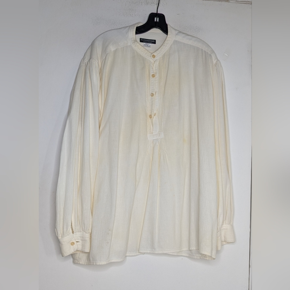 J. Peterman Otavalo Mountain Shirt 100% cotton pintuck 1/4 button XL
